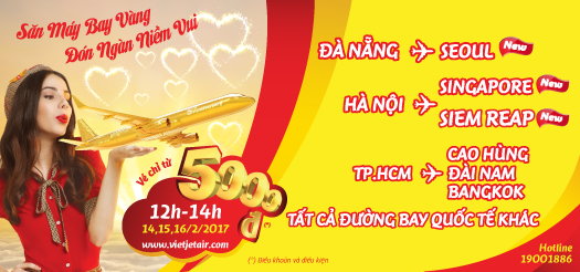 Vietjet mở đường bay mới Đà Nẵng – Seoul (Hàn Quốc), rộn ràng vui Valentine với 3 ngày vàng tiết kiệm